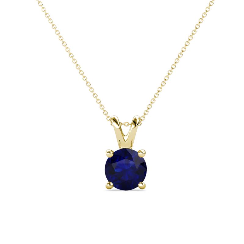 Jassiel 6.00 mm Round Blue Sapphire Double Bail Solitaire Pendant Necklace 
