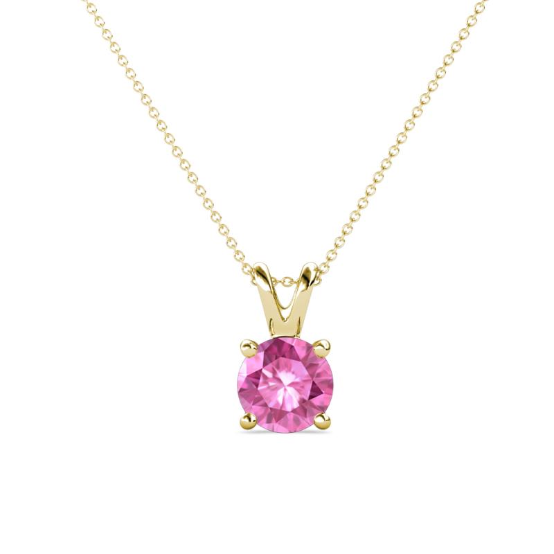 Jassiel 6.00 mm Round Pink Sapphire Double Bail Solitaire Pendant Necklace 