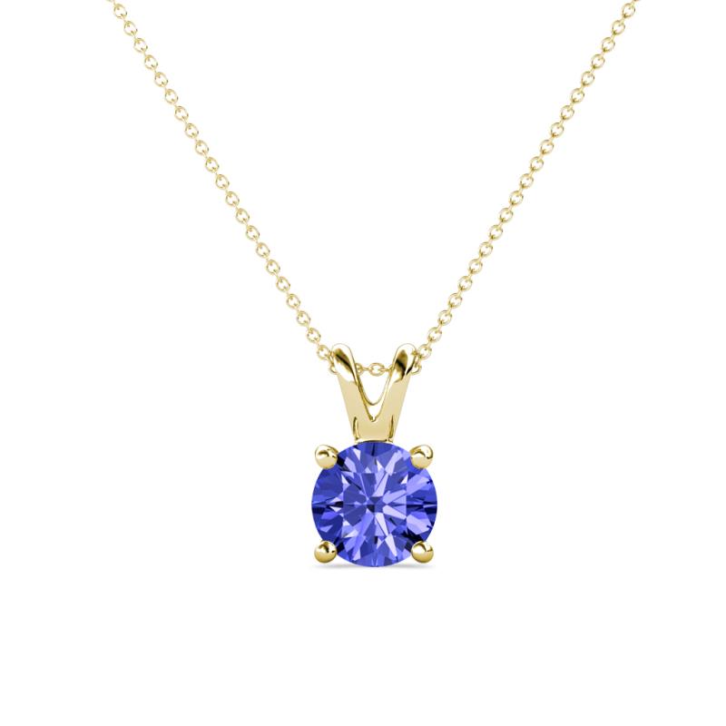 Jassiel 6.50 mm Round Tanzanite Double Bail Solitaire Pendant Necklace 