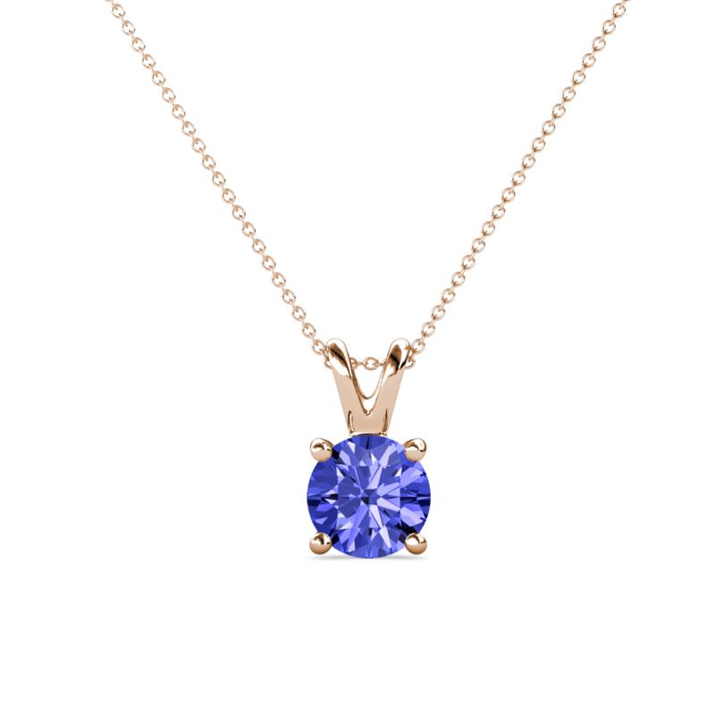 Jassiel 6.50 mm Round Tanzanite Double Bail Solitaire Pendant Necklace 