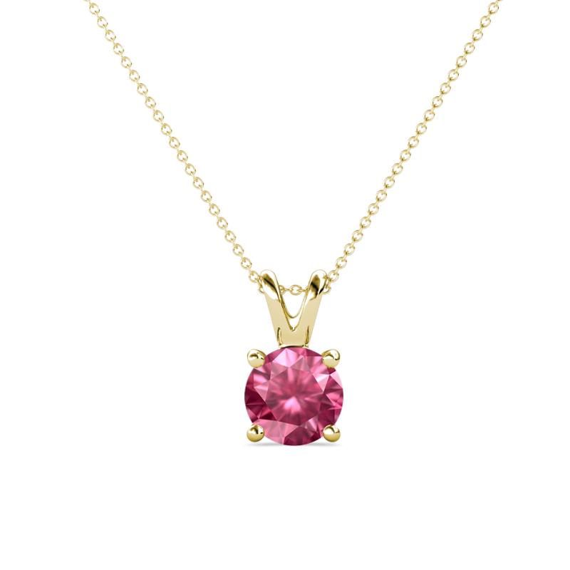 Jassiel 6.50 mm Round Pink Tourmaline Double Bail Solitaire Pendant Necklace 