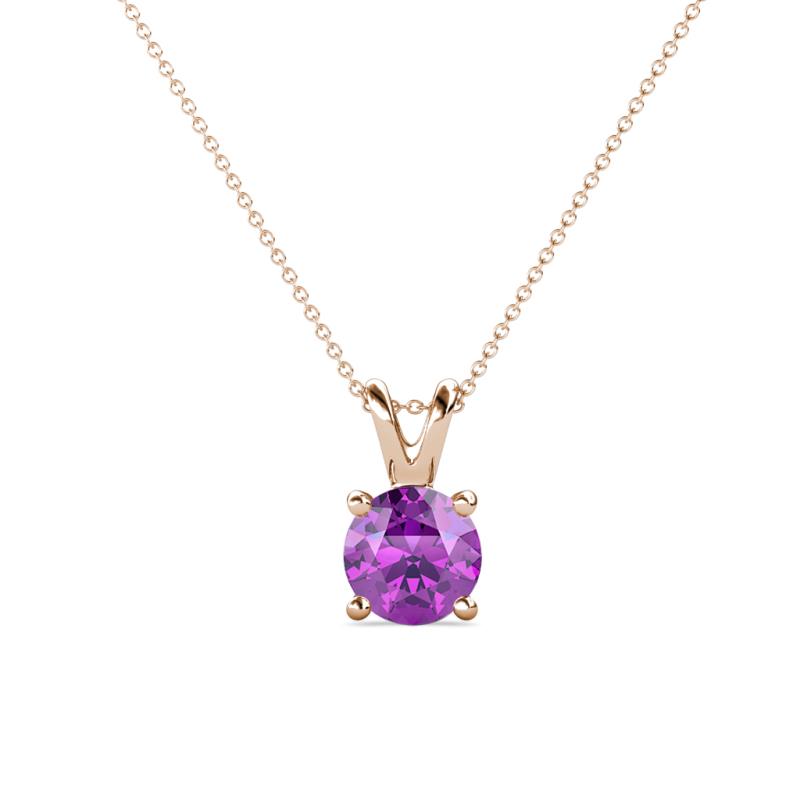 Jassiel 6.50 mm Round Amethyst Double Bail Solitaire Pendant Necklace 
