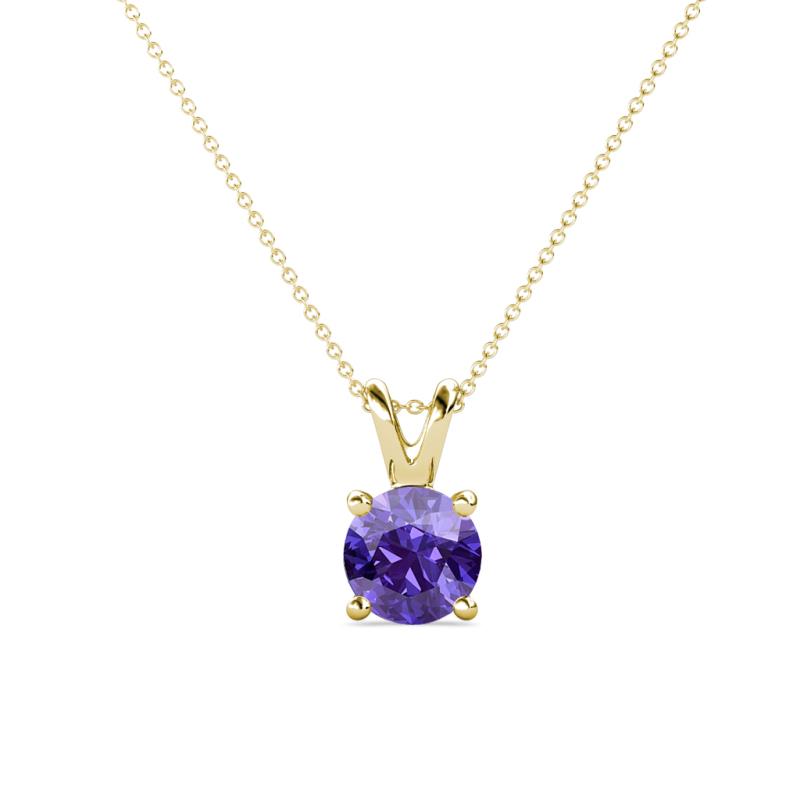 Jassiel 6.50 mm Round Iolite Double Bail Solitaire Pendant Necklace 
