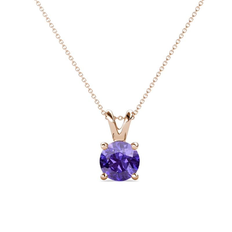 Jassiel 6.50 mm Round Iolite Double Bail Solitaire Pendant Necklace 