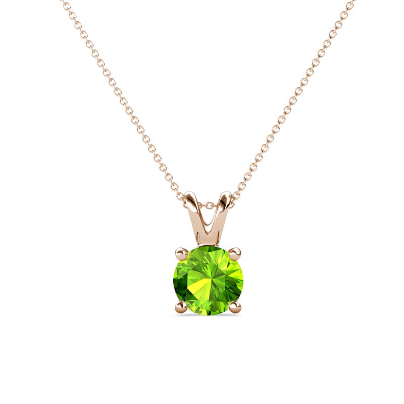 Jassiel 6.50 mm Round Peridot Double Bail Solitaire Pendant Necklace 