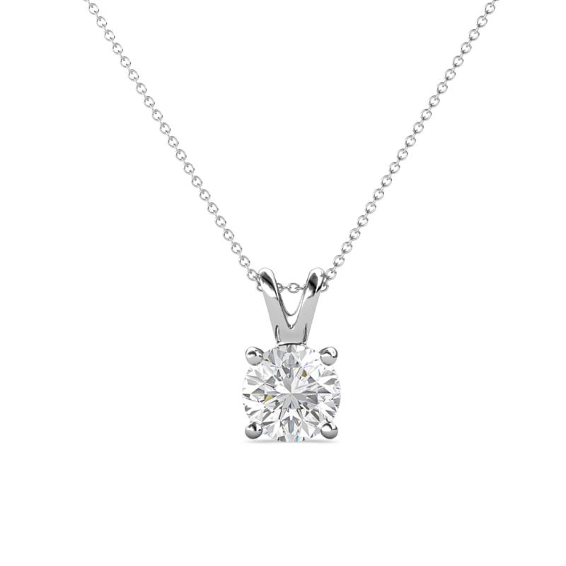 Jassiel 6.00 mm Round White Sapphire Double Bail Solitaire Pendant Necklace 