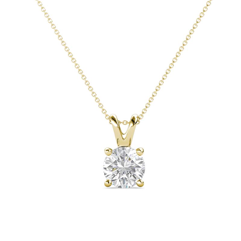 Jassiel 6.00 mm Round White Sapphire Double Bail Solitaire Pendant Necklace 