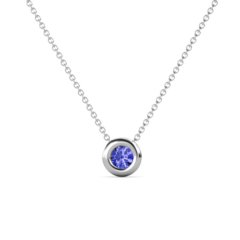 Arela 3.80 mm Round Tanzanite Donut Bezel Solitaire Pendant Necklace 