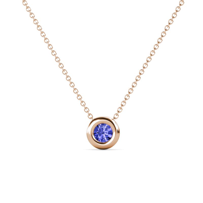 Arela 3.80 mm Round Tanzanite Donut Bezel Solitaire Pendant Necklace 