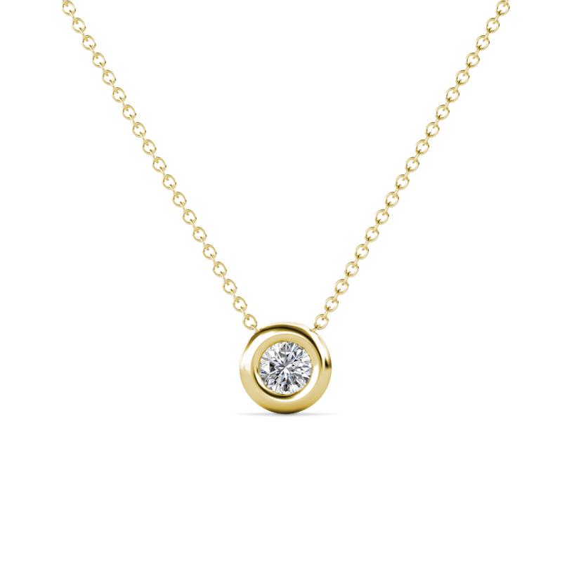 Arela 3.80 mm Round Diamond Donut Bezel Solitaire Pendant Necklace 