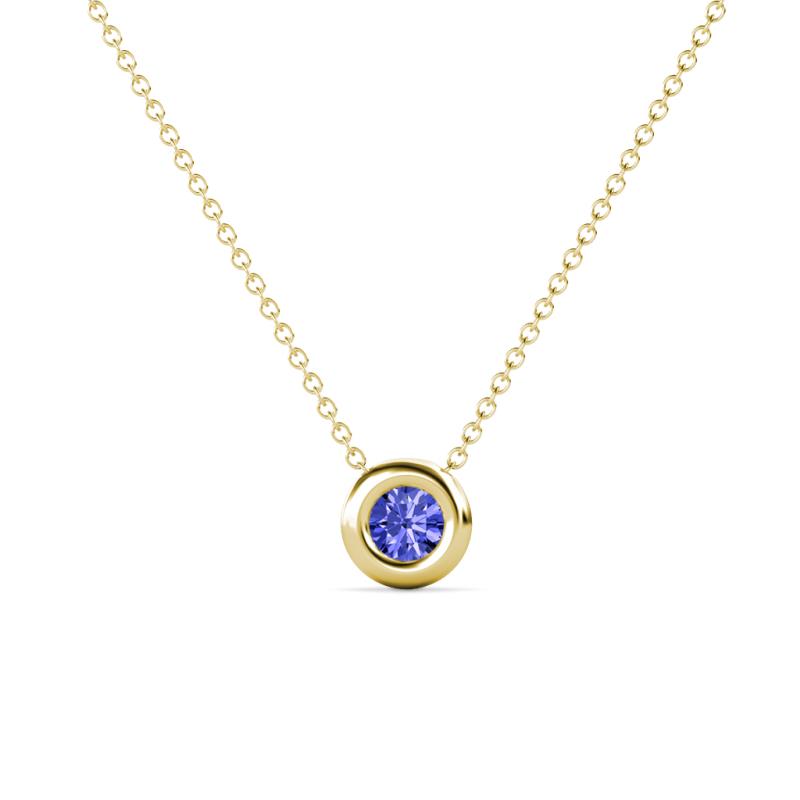 Arela 4.00 mm Round Tanzanite Donut Bezel Solitaire Pendant Necklace 