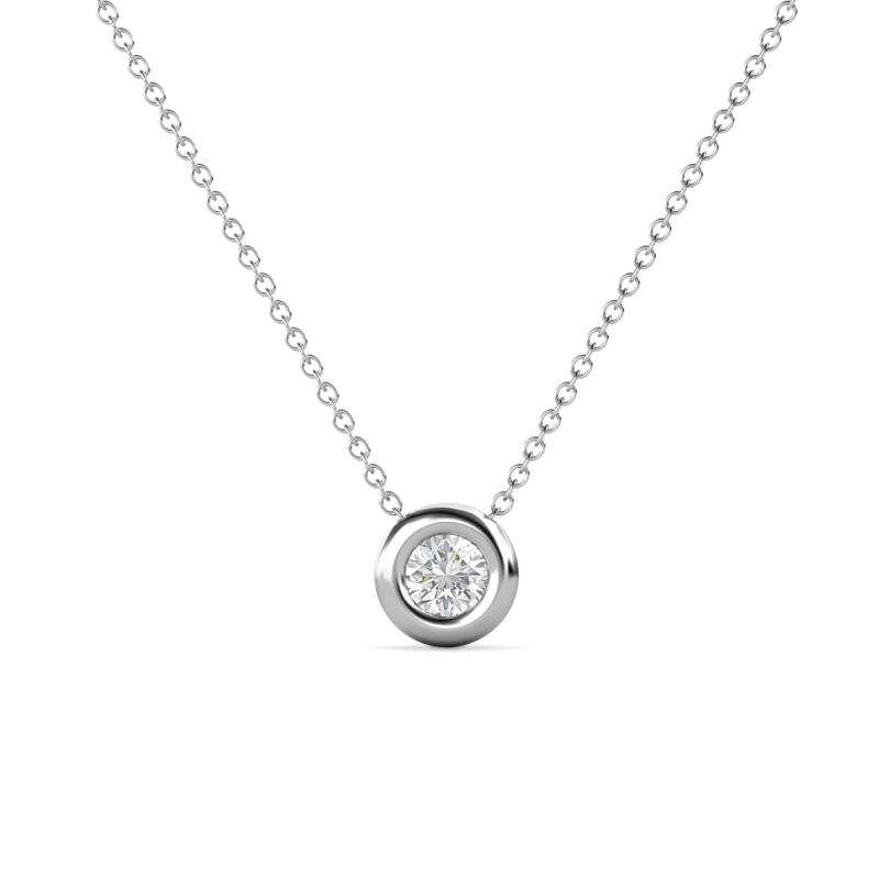 Arela 4.00 mm Round White Sapphire Donut Bezel Solitaire Pendant Necklace 
