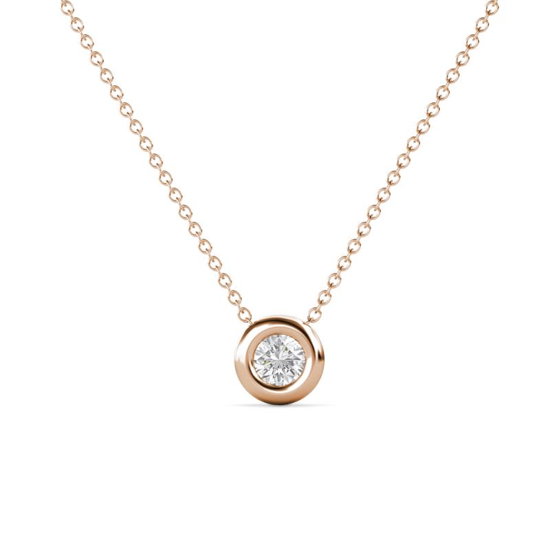 Arela 4.00 mm Round White Sapphire Donut Bezel Solitaire Pendant Necklace 