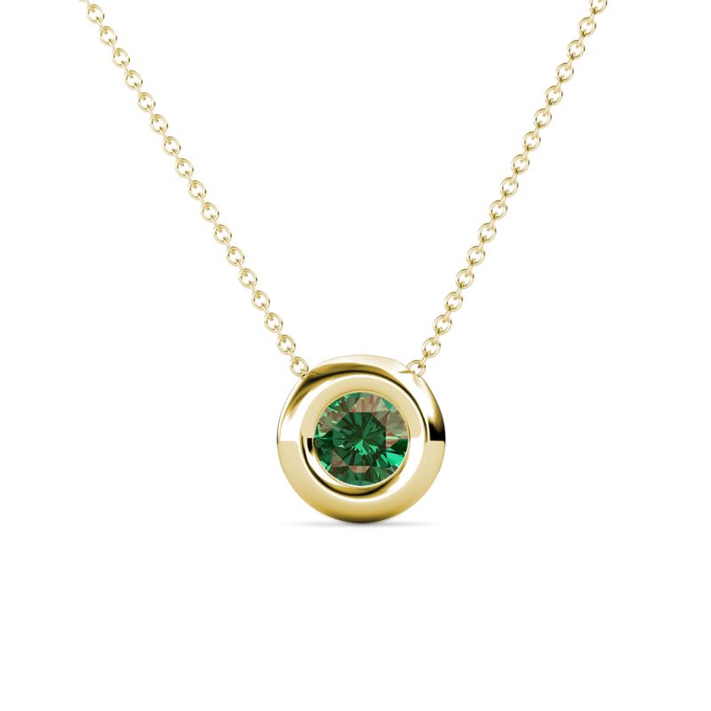 Arela 4.80 mm Round Lab Created Alexandrite Donut Bezel Solitaire Pendant Necklace 