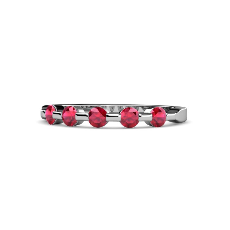 Keva 3.00 mm Ruby 5 Stone Wedding Band 