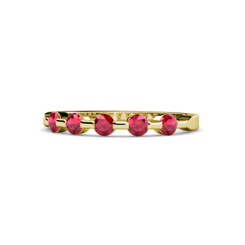 Keva 3.00 mm Ruby 5 Stone Wedding Band 