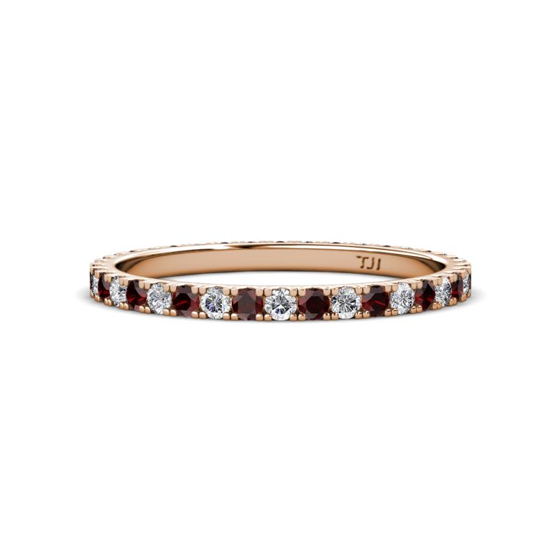 Lara 2.00 mm Red Garnet and Diamond Eternity Band 