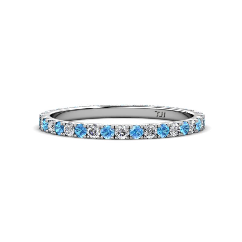 Lara 2.00 mm Blue Topaz and Diamond Eternity Band 