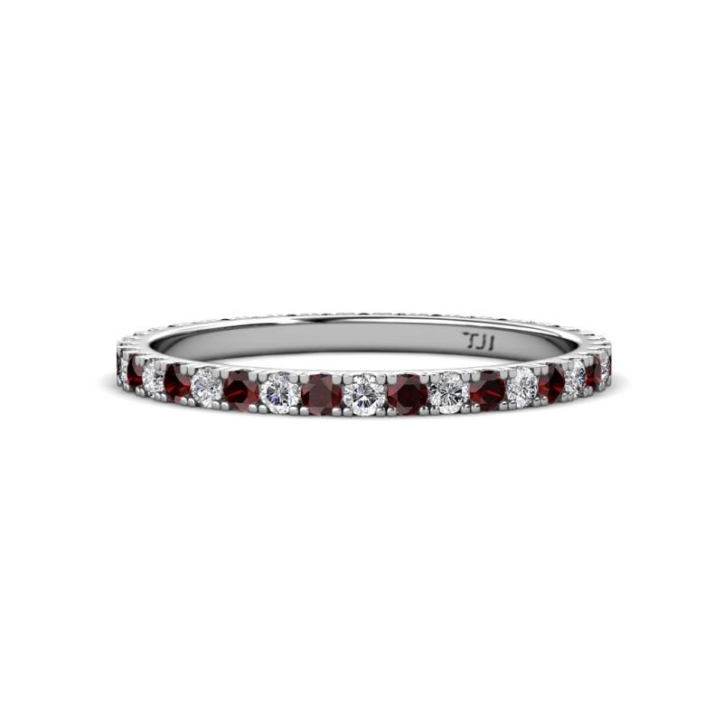 Lara 2.00 mm Red Garnet and Diamond Eternity Band 