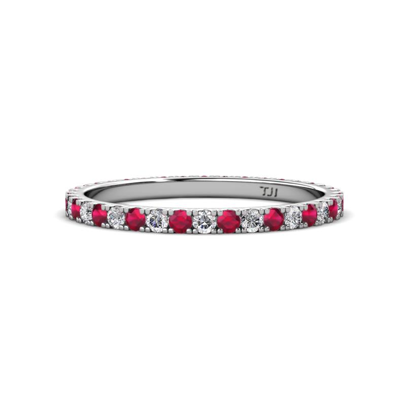Lara 2.00 mm Ruby and Lab Grown Diamond Eternity Band 