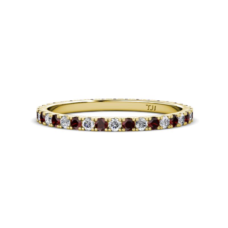 Lara 2.00 mm Red Garnet and Lab Grown Diamond Eternity Band 