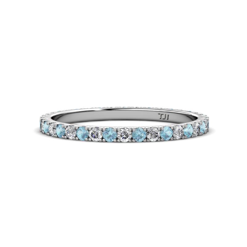 Lara 2.00 mm Aquamarine and Lab Grown Diamond Eternity Band 