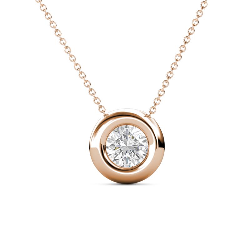 Arela 6.00 mm Round White Sapphire Donut Bezel Solitaire Pendant Necklace 