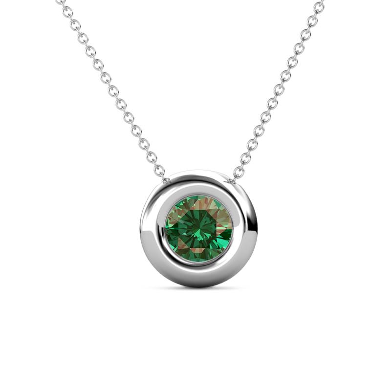 Arela 6.50 mm Round Lab Created Alexandrite Donut Bezel Solitaire Pendant Necklace 
