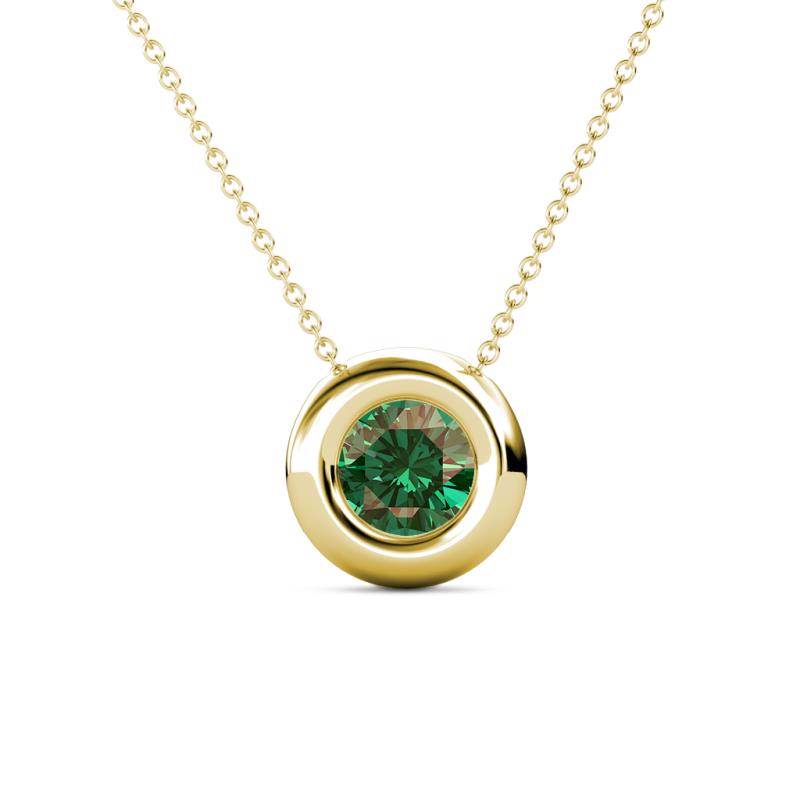 Arela 6.50 mm Round Lab Created Alexandrite Donut Bezel Solitaire Pendant Necklace 