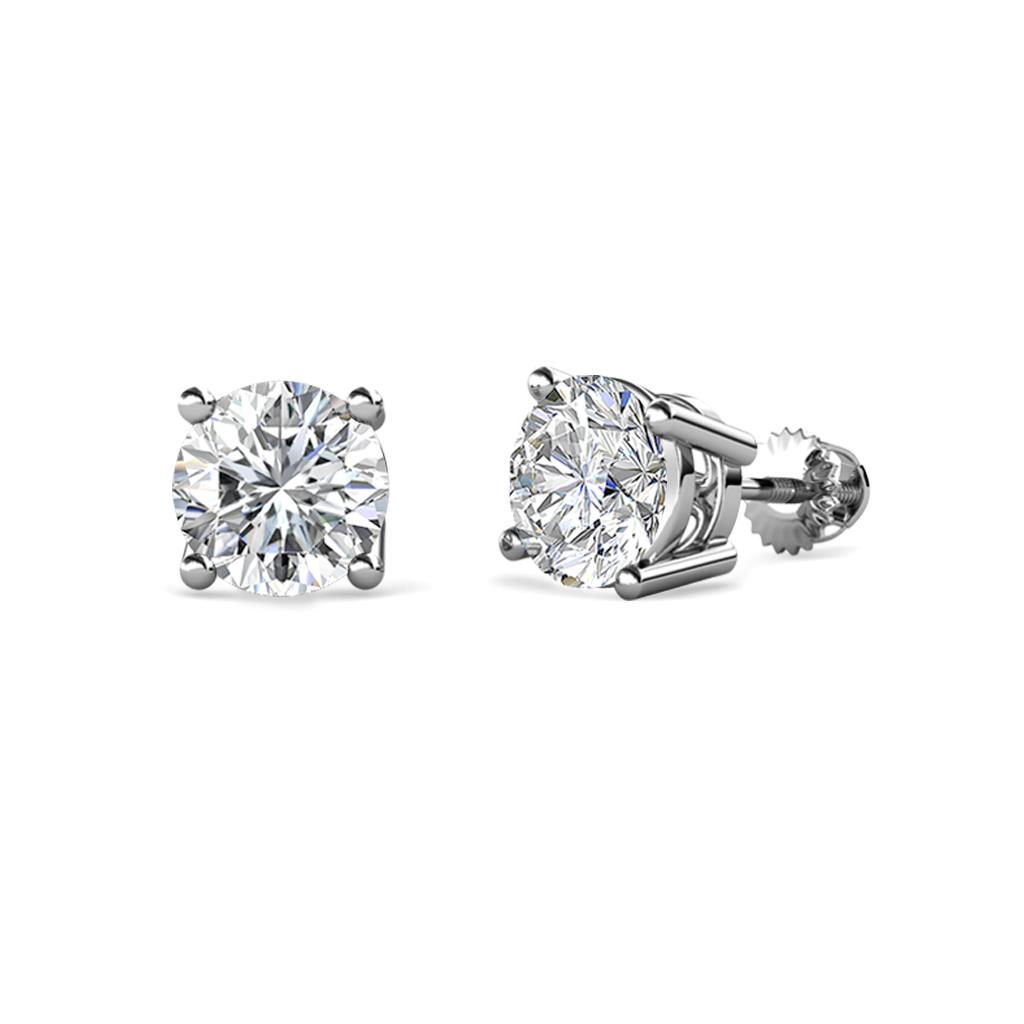 Alina Round Diamond 1 1/2 ctw (SI2/HI) Four Prongs Solitaire Stud Earrings 
