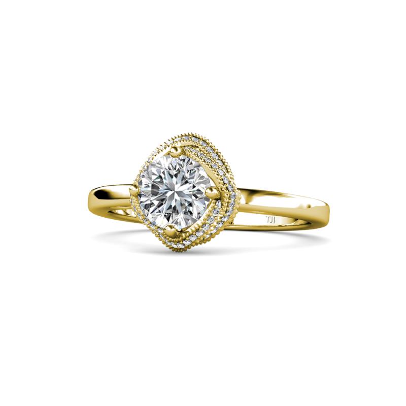 Anneka Signature 1.22 ctw IGI Certified Lab Grown Diamond Round (6.50 mm) & Natural Diamond Round (0.90 mm) Halo Engagement Ring 