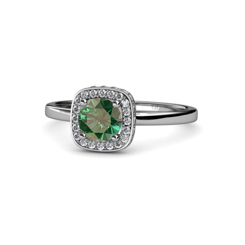 Alaina Signature Lab Created Alexandrite and Diamond Halo Engagement Ring 