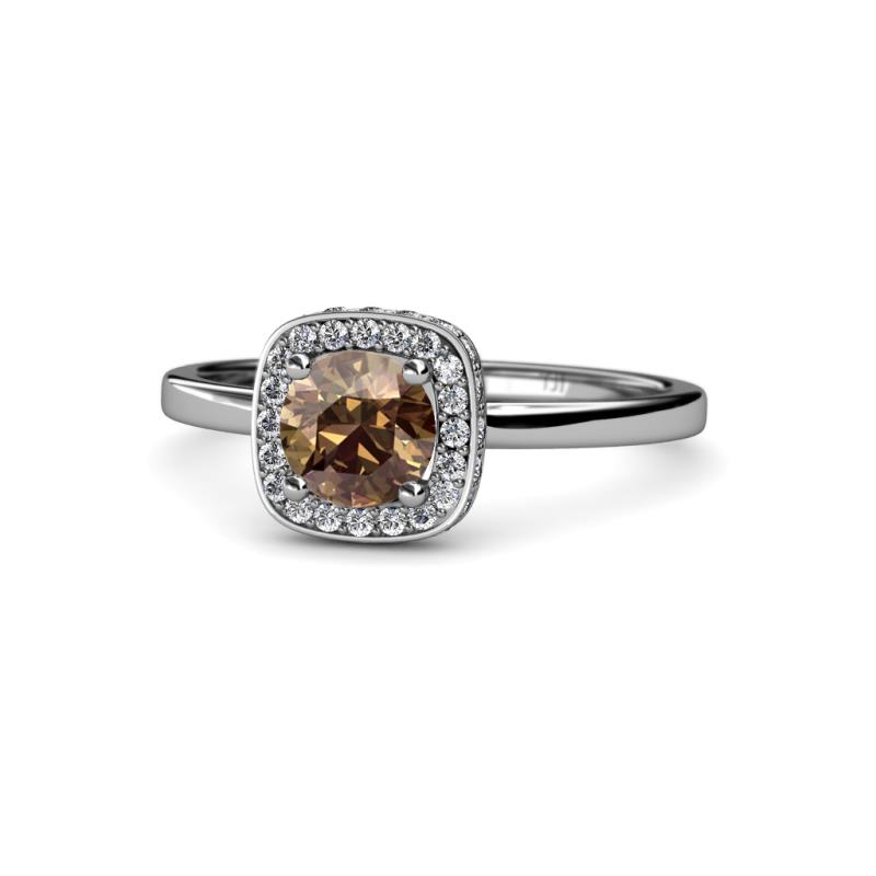 Alaina Signature Smoky Quartz and Diamond Halo Engagement Ring 