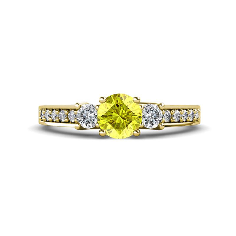 Valene Yellow and White Diamond Three Stone Engagement Ring 