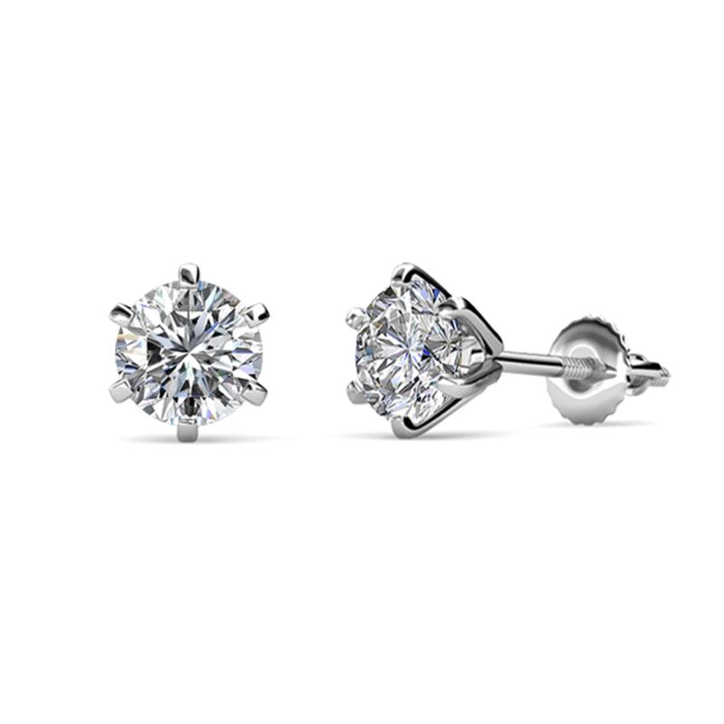 Kenna Natural Round Diamond Six Prongs Martini Solitaire Stud Earrings 