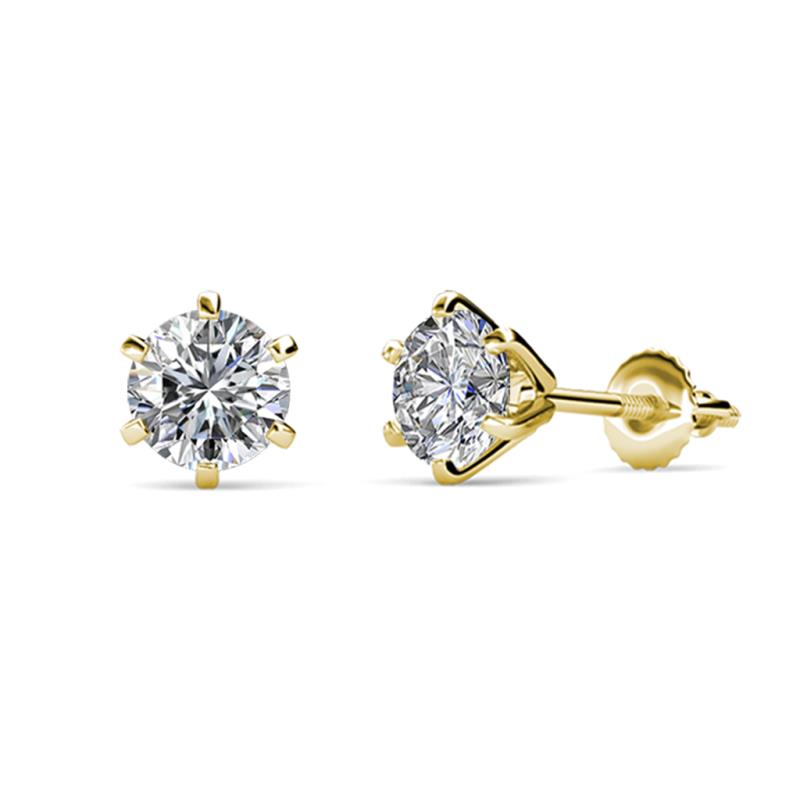 Kenna Natural Round Diamond Six Prongs Martini Solitaire Stud Earrings 