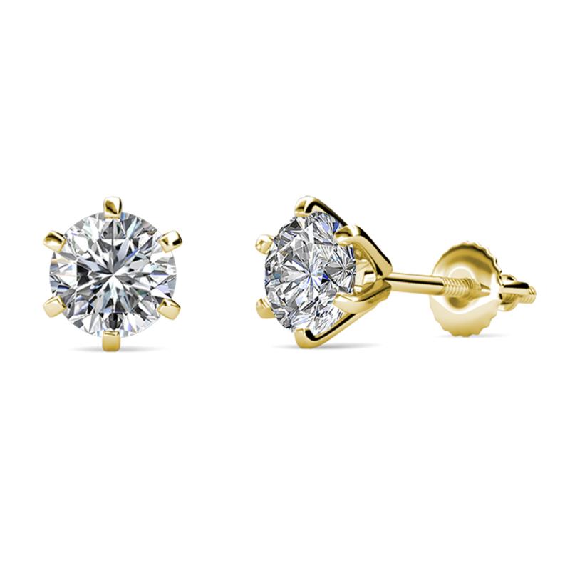 Kenna Natural Round Diamond Six Prongs Martini Solitaire Stud Earrings 