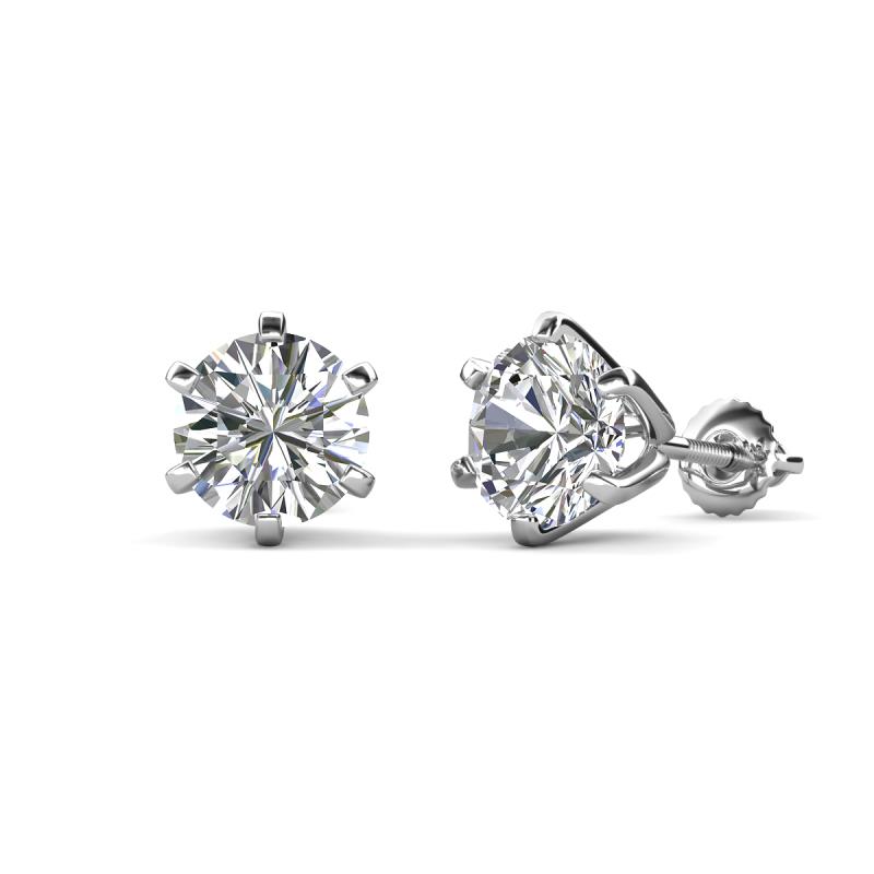 Kenna Natural Round Diamond Six Prongs Martini Solitaire Stud Earrings 