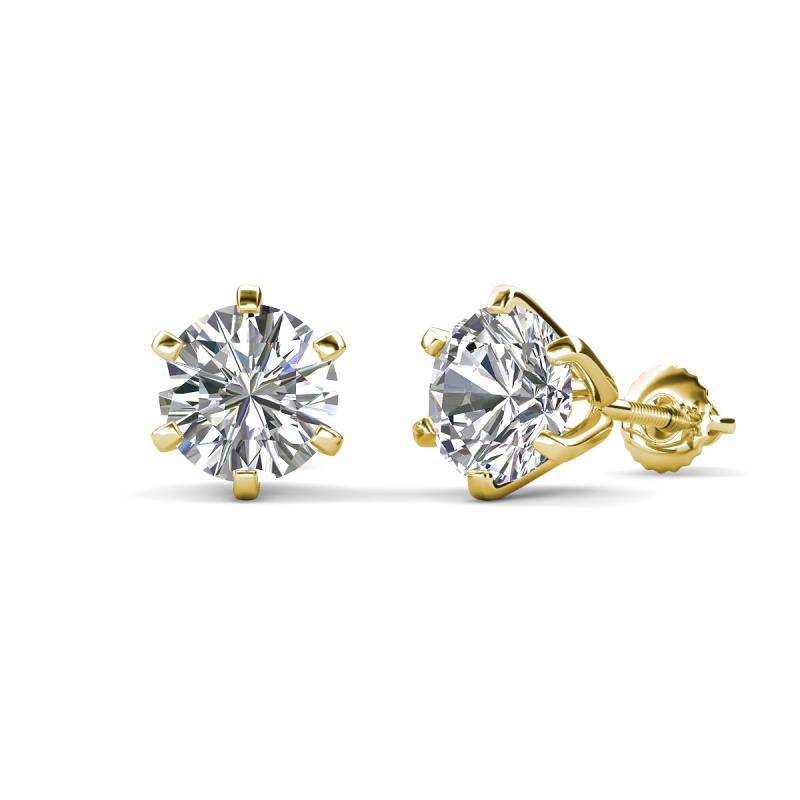 Kenna Natural Round Diamond Six Prongs Martini Solitaire Stud Earrings 