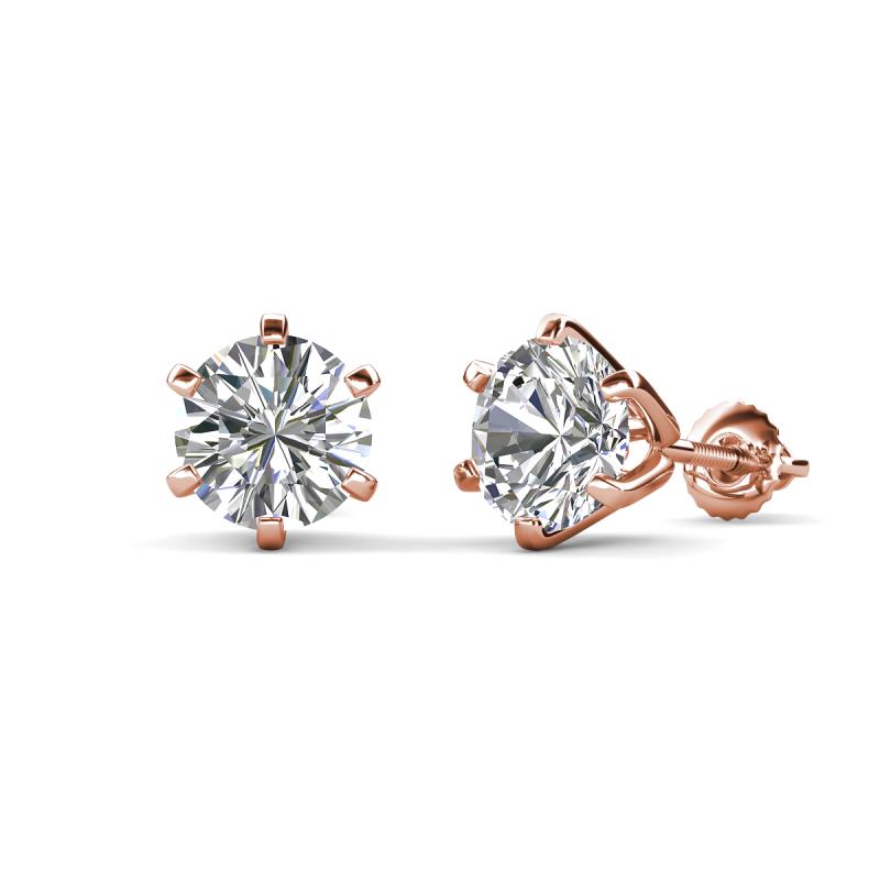 Kenna Natural Round Diamond Six Prongs Martini Solitaire Stud Earrings 