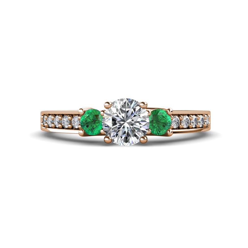 Valene Diamond and Emerald Three Stone Engagement Ring 