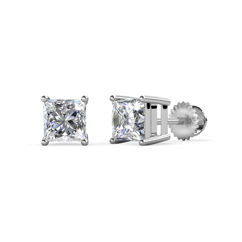 Zoey Princess Cut Diamond  3/4 ctw (SI2/HI) Four Prongs Solitaire Stud Earrings 