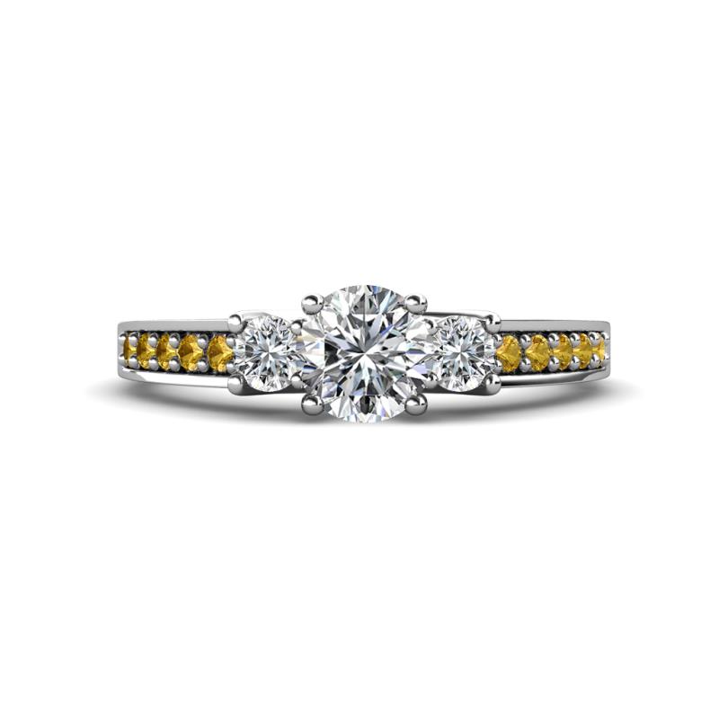Valene Diamond Three Stone with Side Citrine Ring 