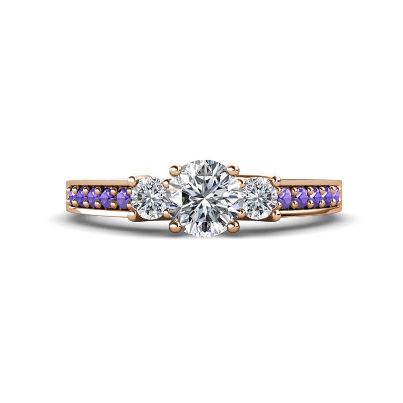 Valene Diamond Three Stone with Side Iolite Ring 