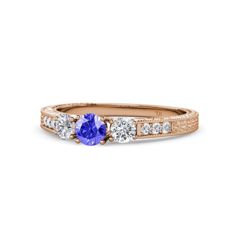 Ayaka Tanzanite and Diamond Three Stone Engagement Ring 
