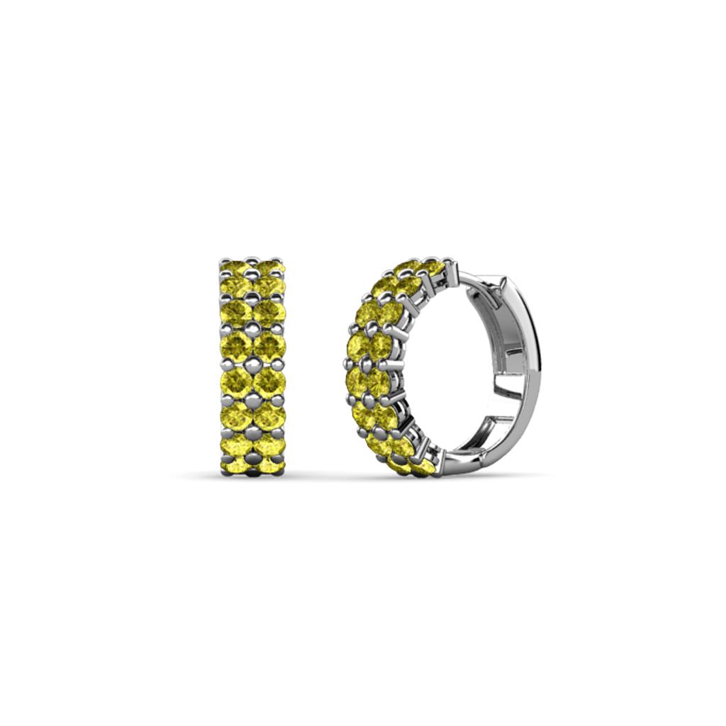 Candice 1.70 mm Petite Yellow Diamond Double Row Hoop Earrings 