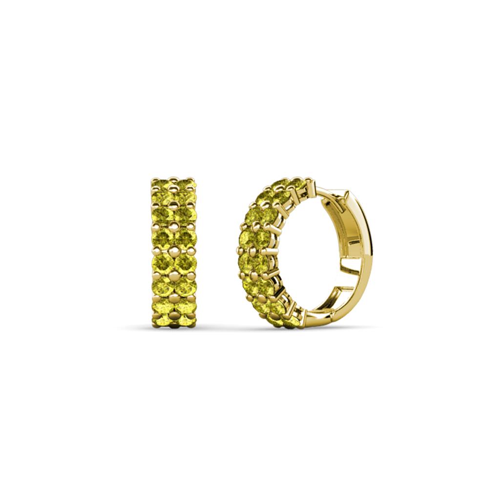 Candice 1.70 mm Petite Yellow Diamond Double Row Hoop Earrings 