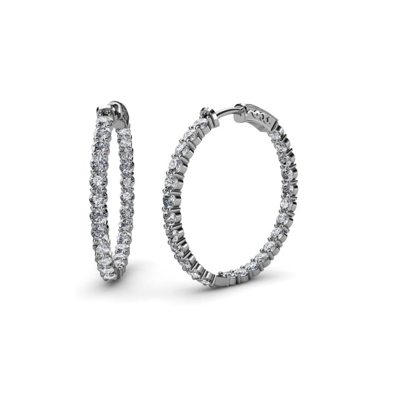 Carisa 1.80 ctw (2.30 mm) Inside Outside Round Natural Diamond Eternity Hoop Earrings 