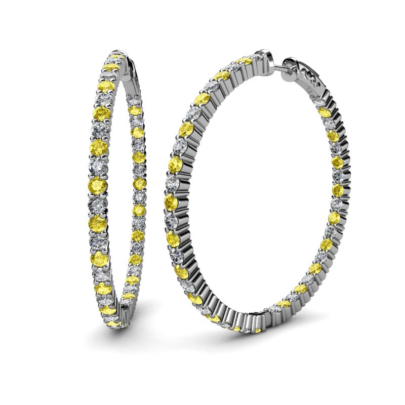 Carisa 3.30 ctw (2.70 mm) Inside Outside Round Yellow Sapphire and Lab Grown Diamond Eternity Hoop Earrings 