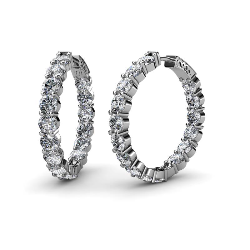 Carisa 11.20 ctw (4.50 mm) Inside Outside Round Lab Grown Diamond Eternity Hoop Earrings 